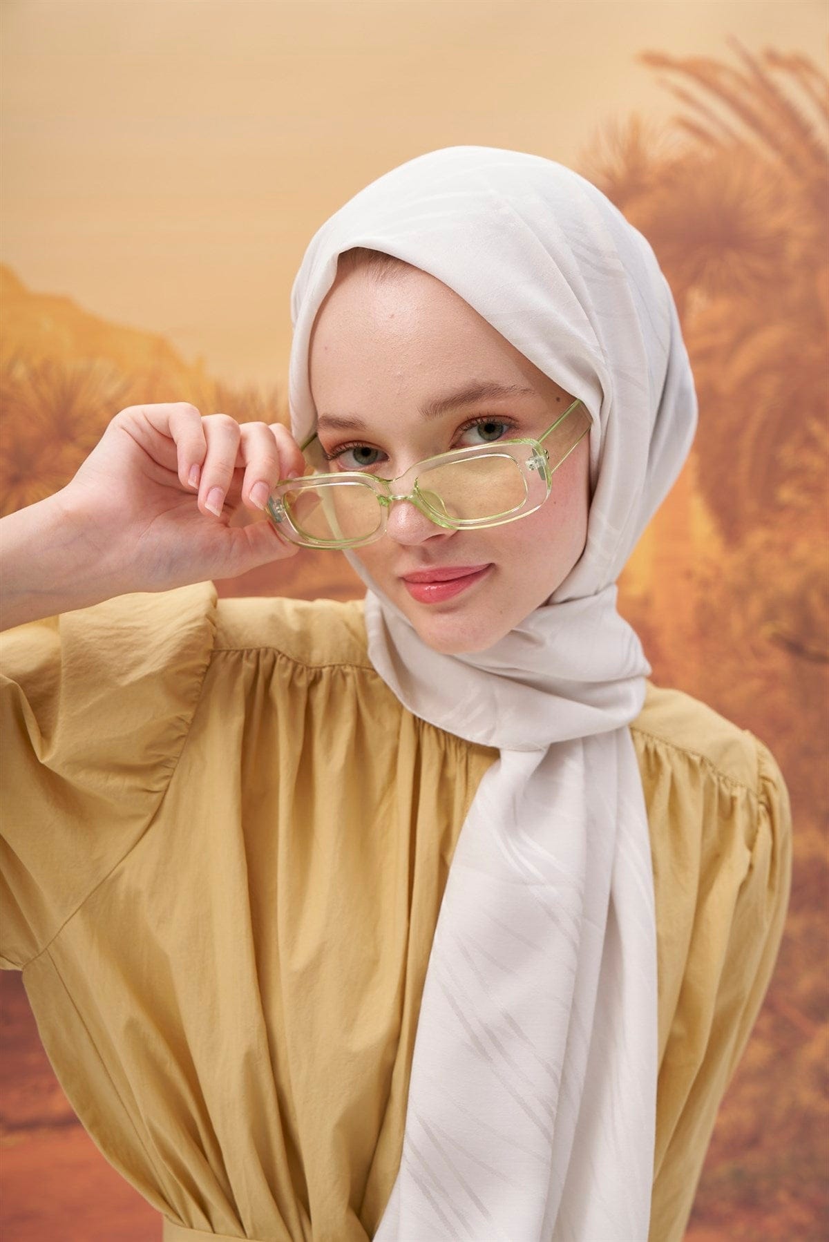 Symmetric Jacquard Italian Silk Scarf Stone