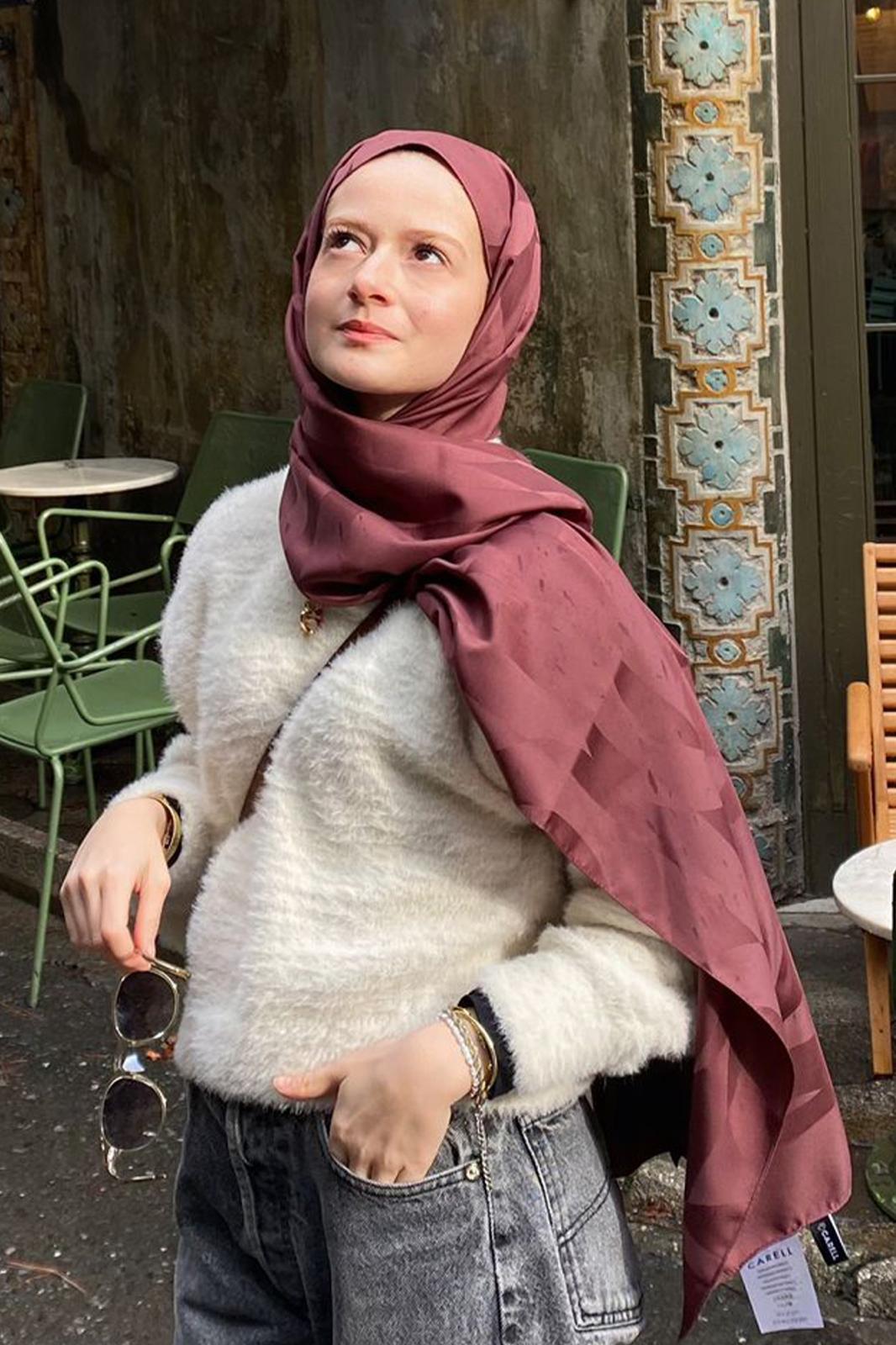 Tuğbanur Hirik's Choice: C Pattern Monogram Cotton Silk Scarf Auburn