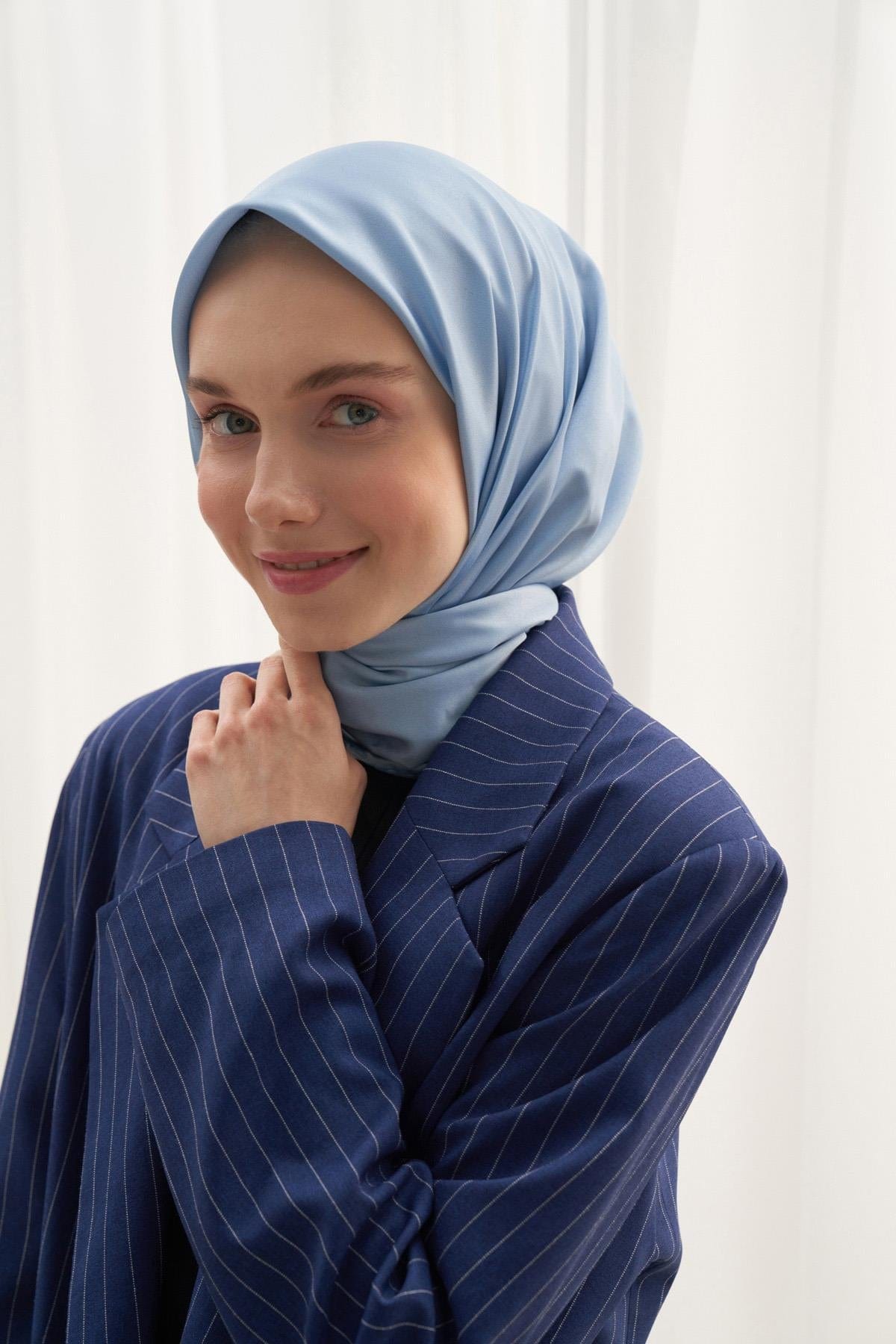 Twill Square Scarf Blue