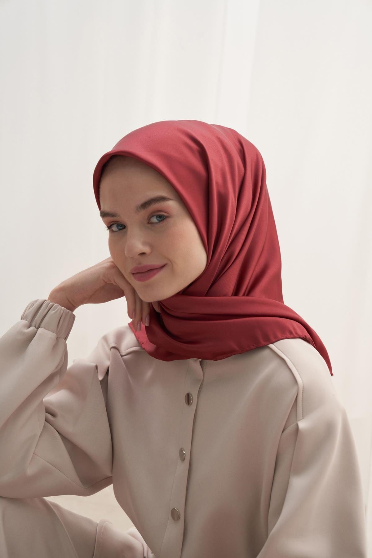 Twill Square Scarf Burgundy