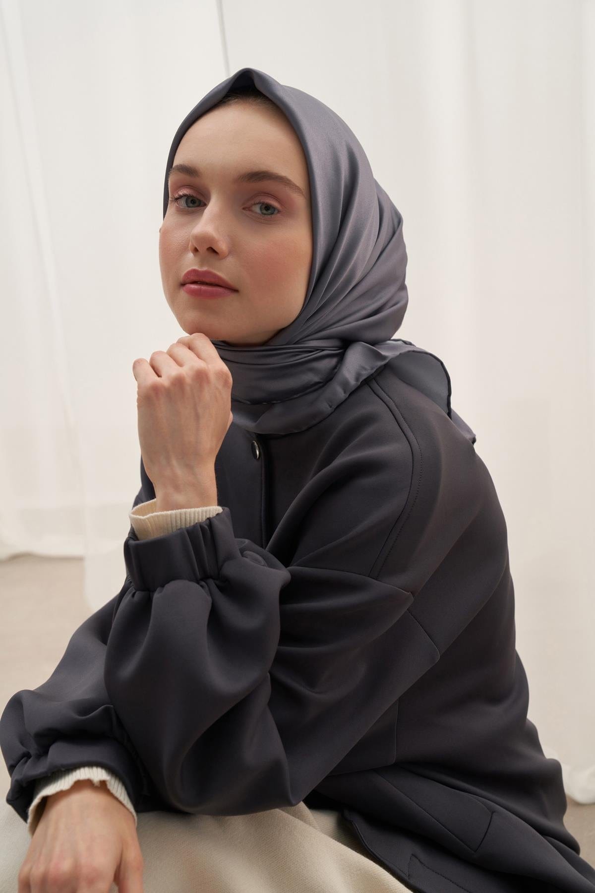 Twill Square Scarf Gray
