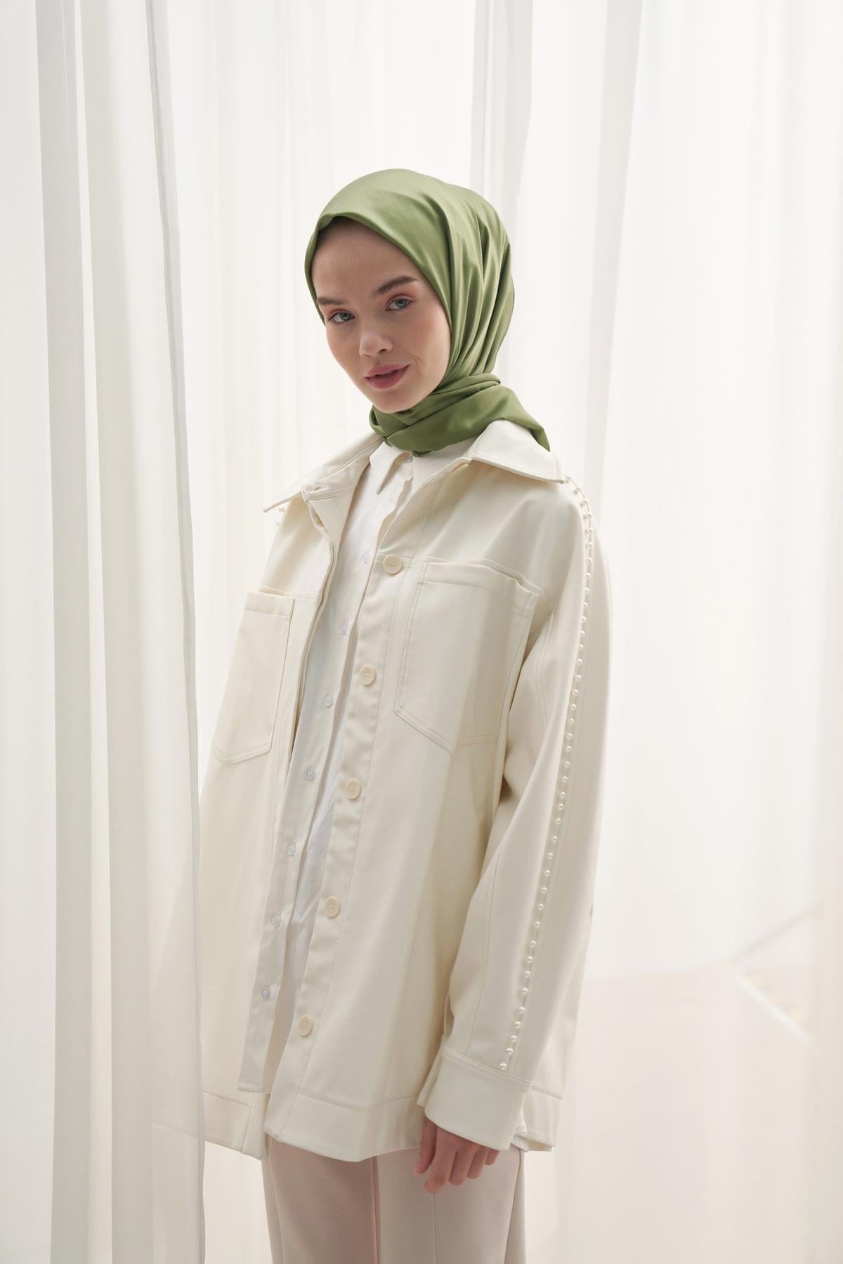 Twill Square Scarf Green