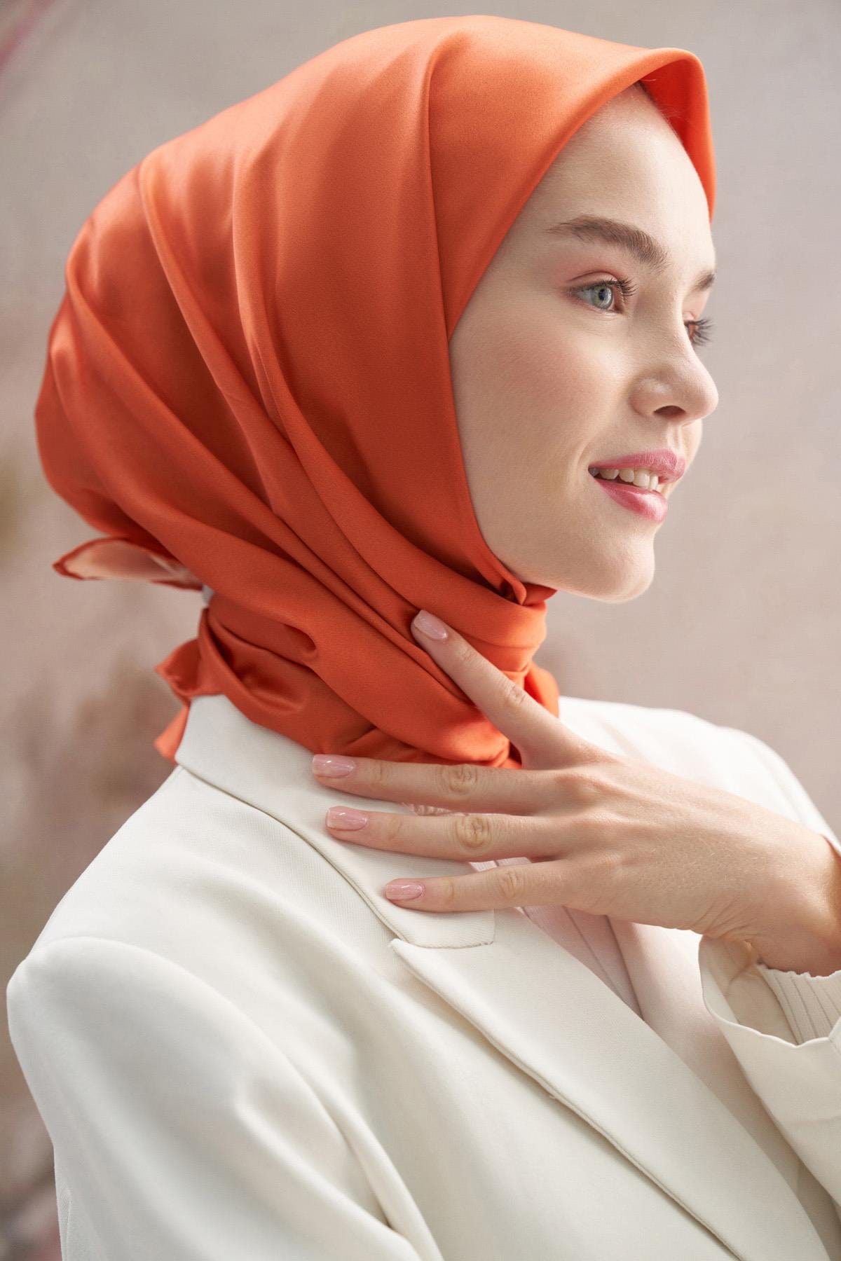Twill Square Scarf Orange