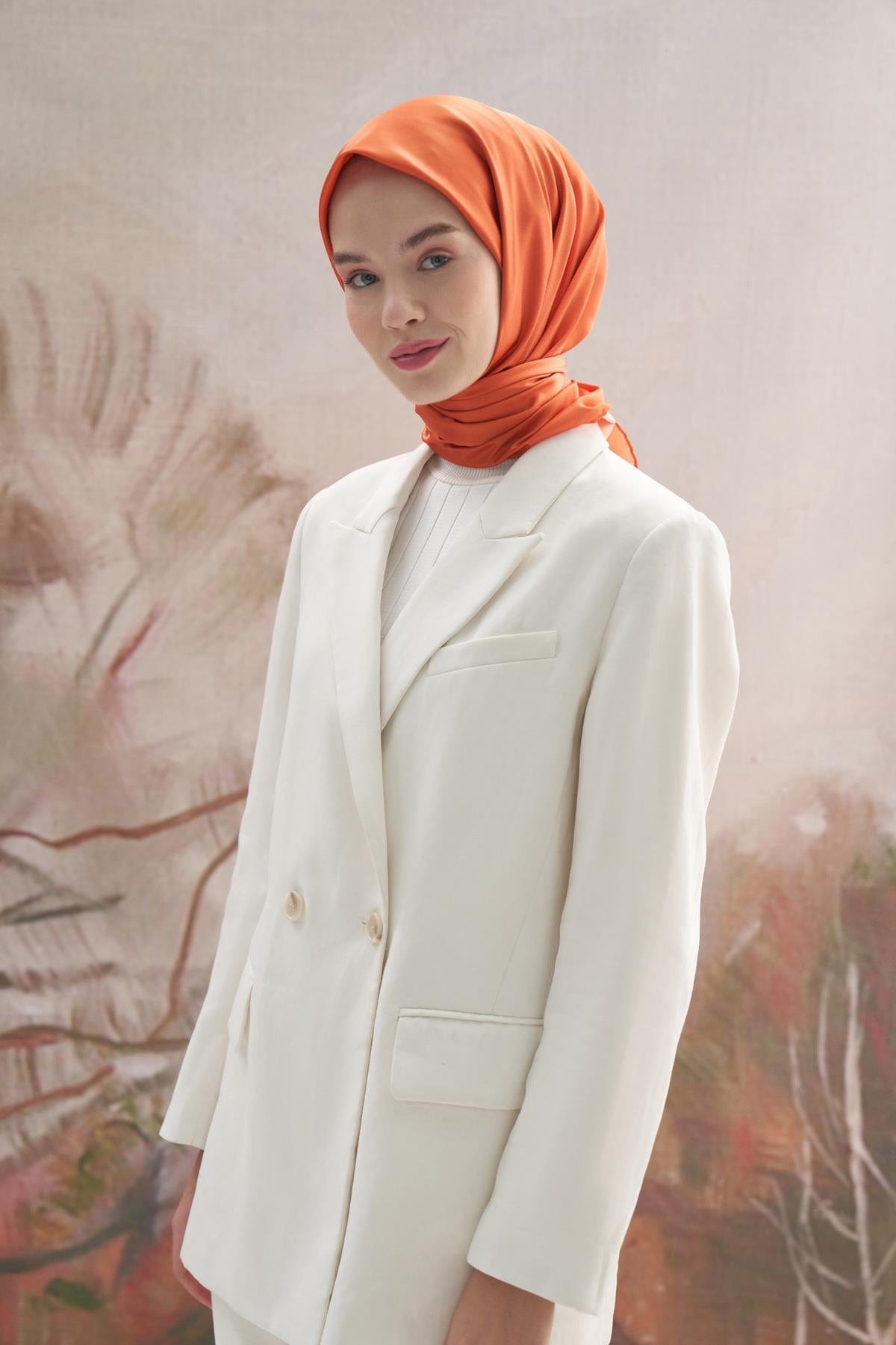 Twill Square Scarf Orange