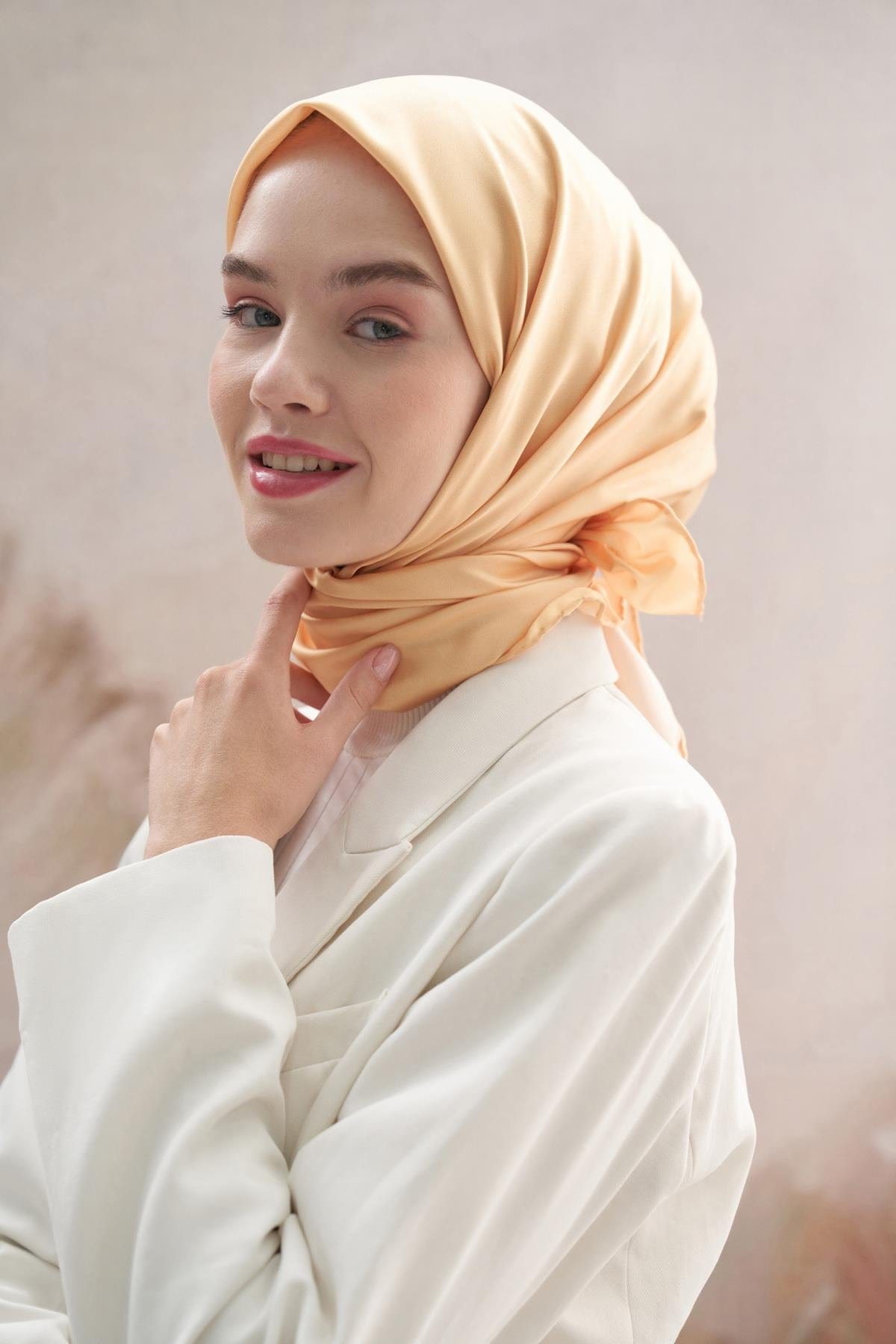 Twill Square Scarf Papaya Yellow