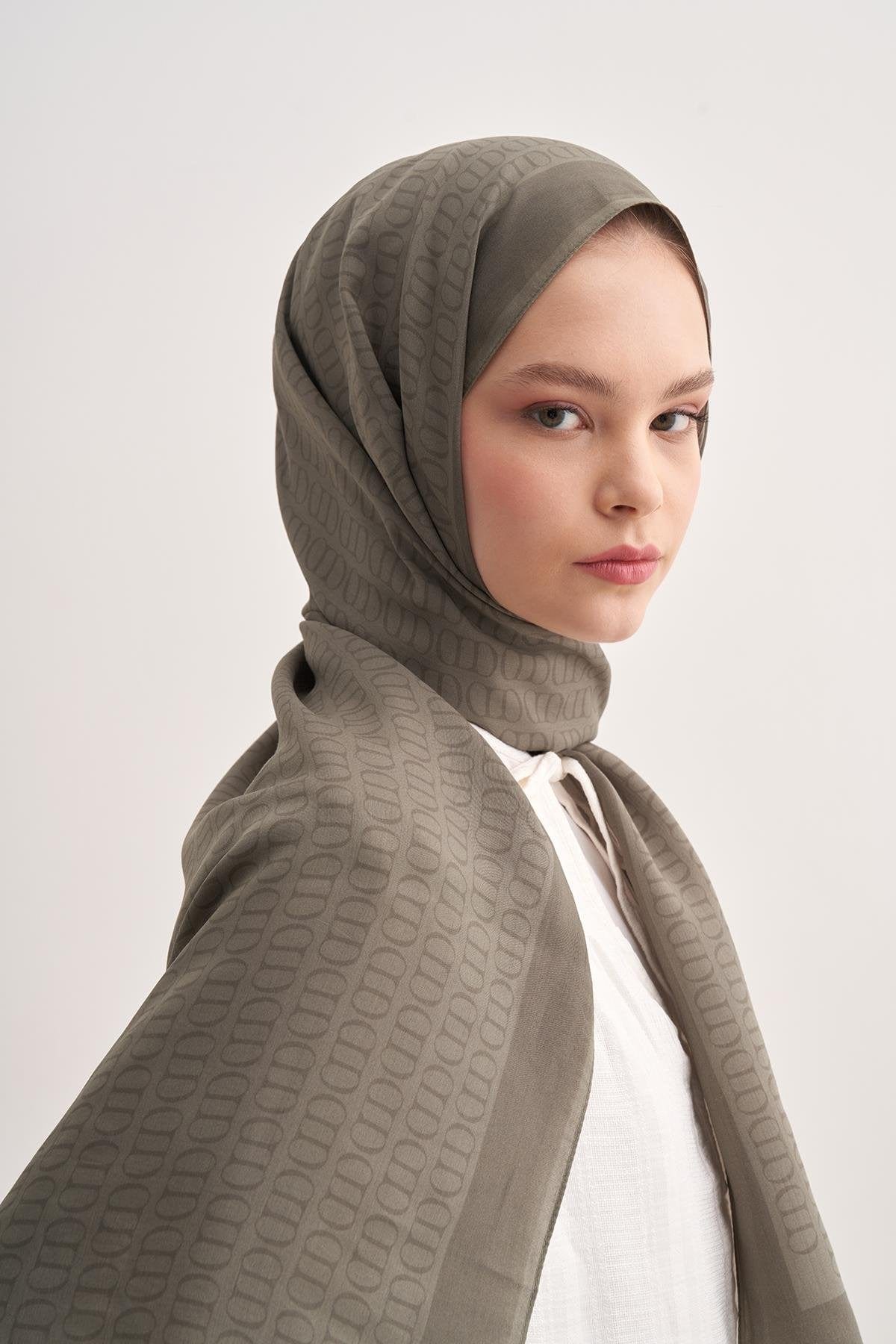 Vector Monogram Viscose Scarf Army Green