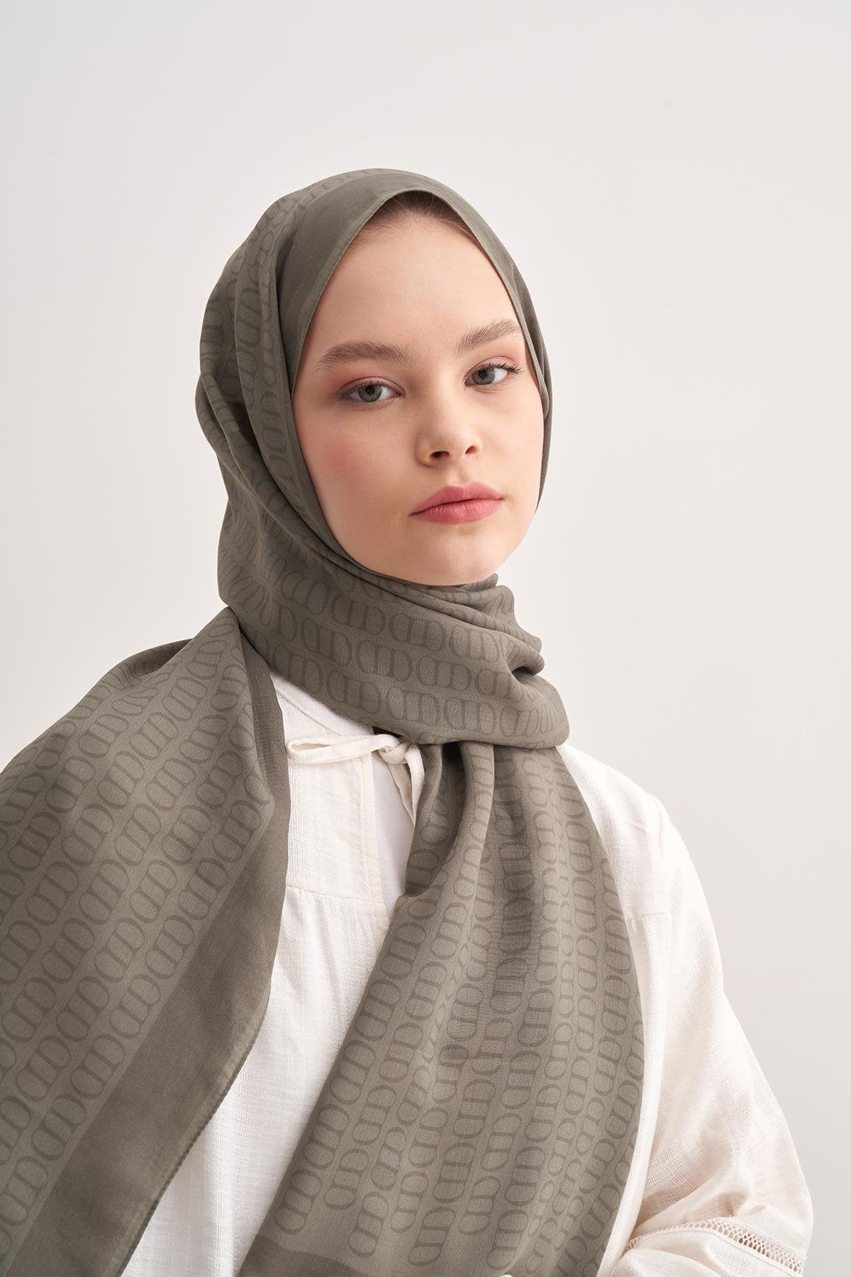 Vector Monogram Viscose Scarf Army Green