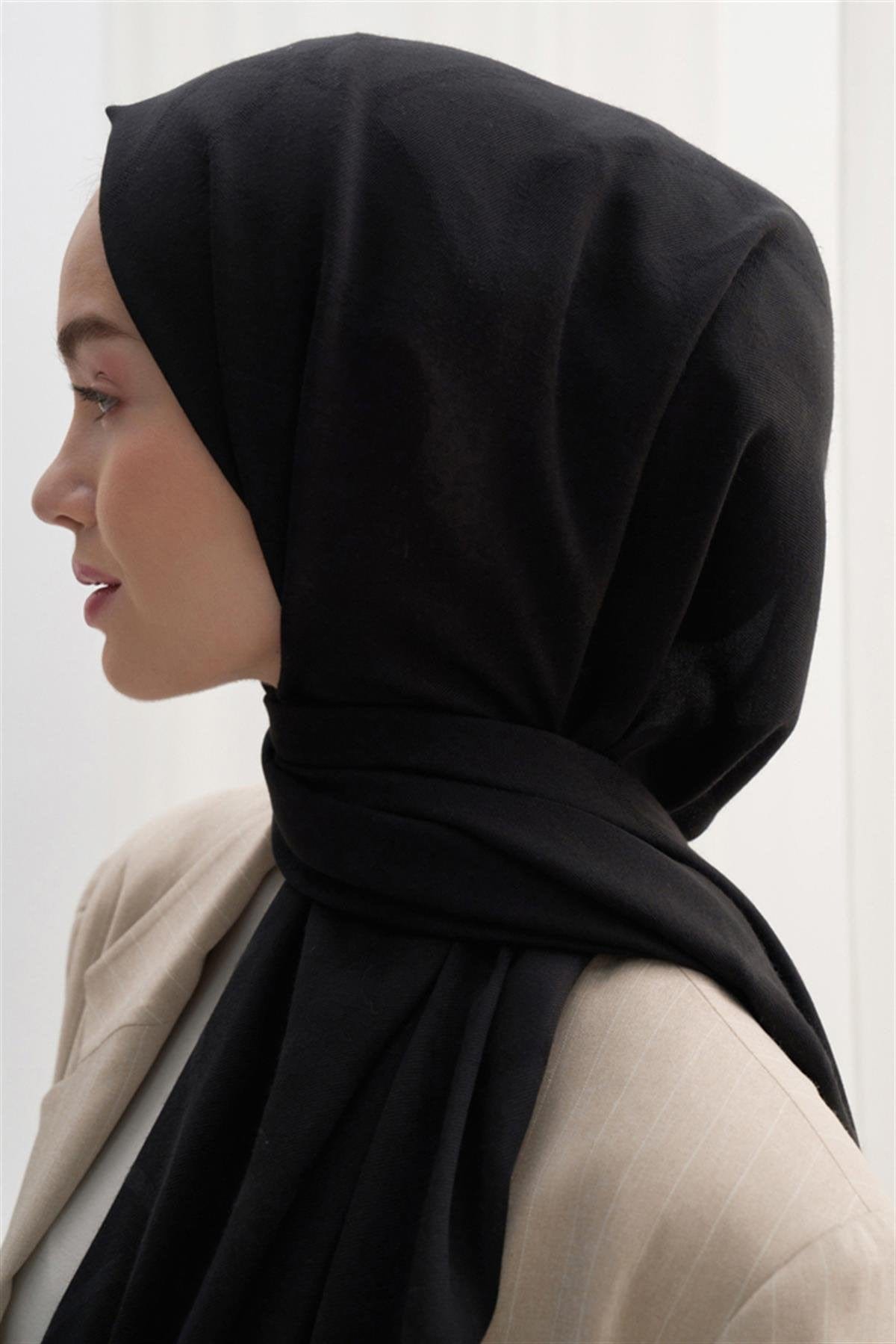 Vence-Double Sided Geometric Pattern Scarf Black