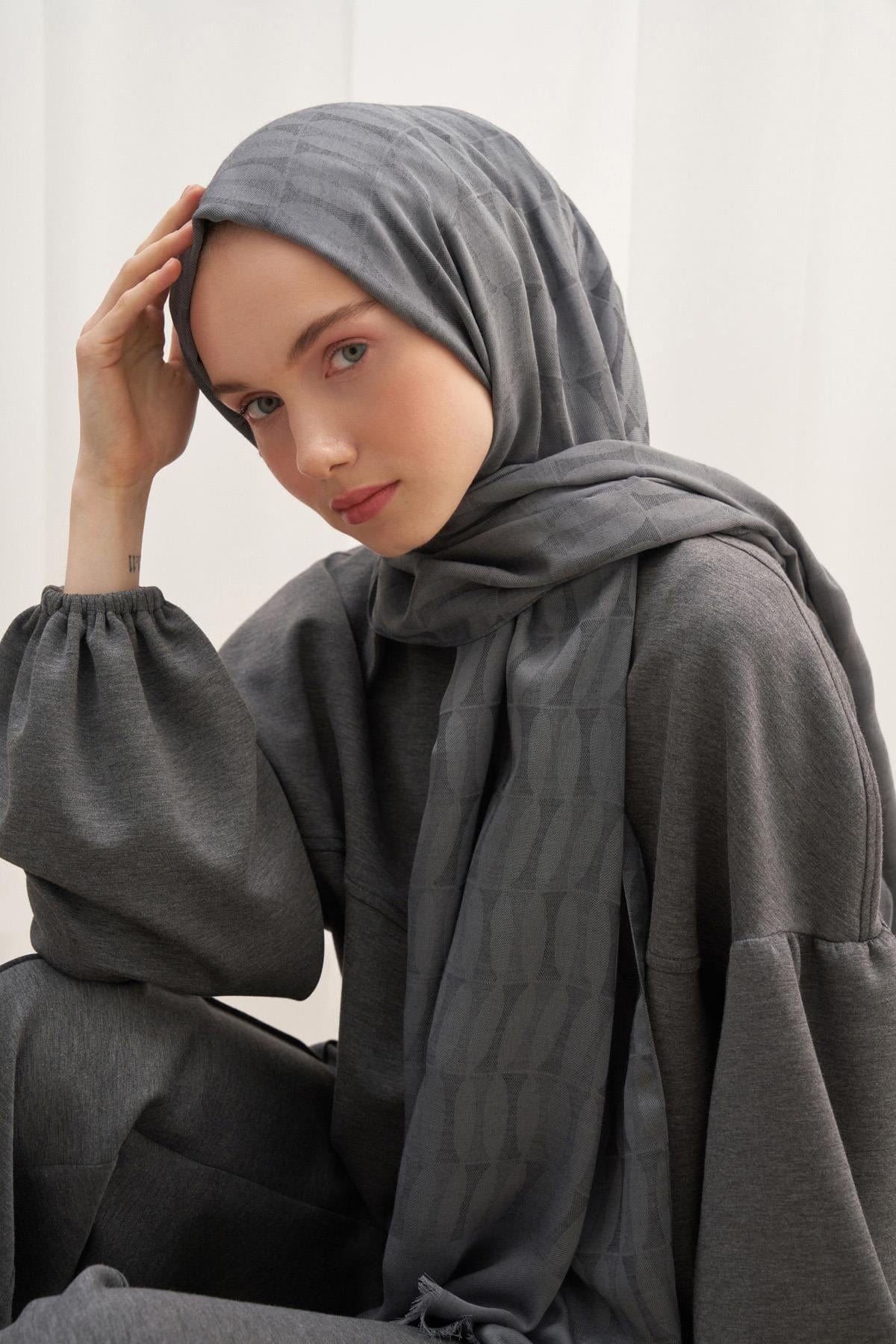 Vence-Double Sided Mio Pattern Scarf Anthracite