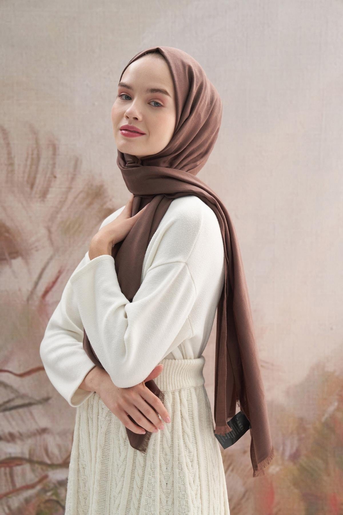 Vence-Double Sided Mio Pattern Scarf Chocolate Coffee