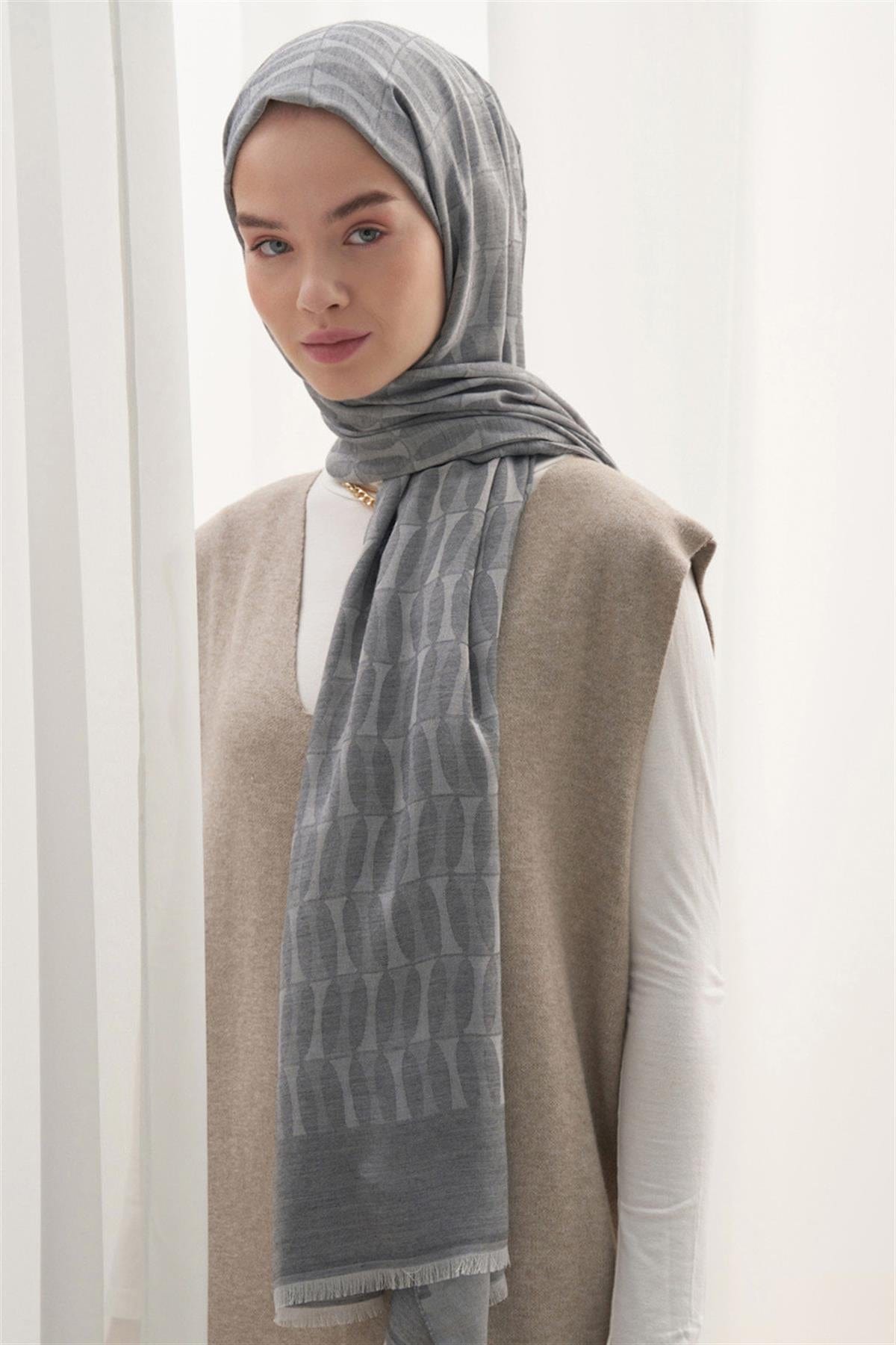 Vence-Double Sided Mio Pattern Scarf Gray