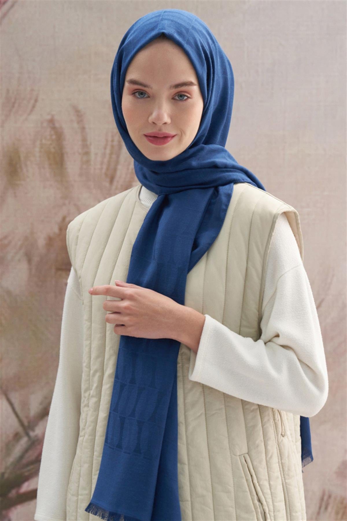 Vence-Double Sided Mio Pattern Scarf Petrol Blue