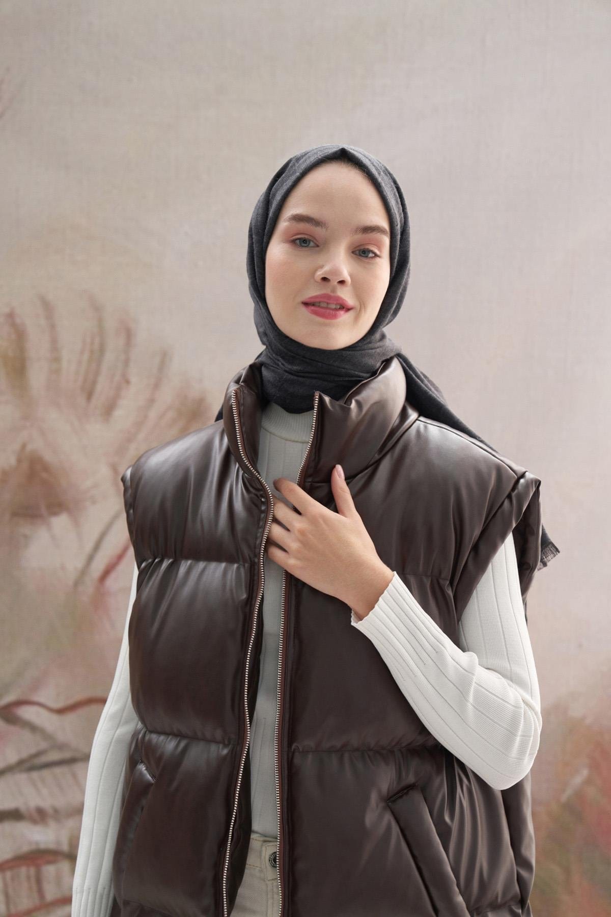 Vence-Double Sided Mio Pattern Scarf Smoky