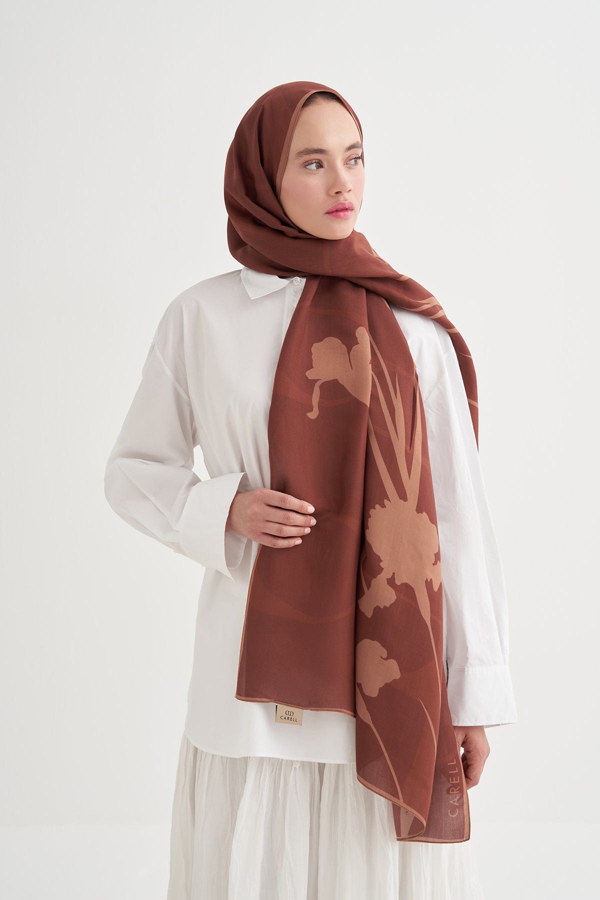 Vera Monogram Viscose Scarf Tan