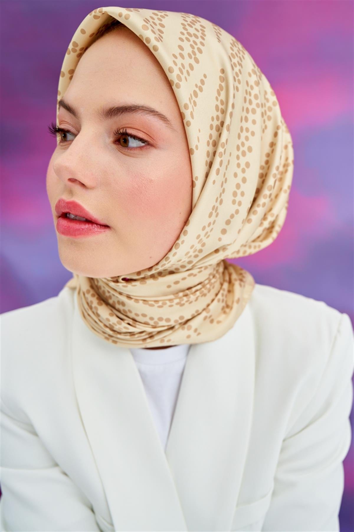 Wave Pattern Twill Square Scarf Yellow