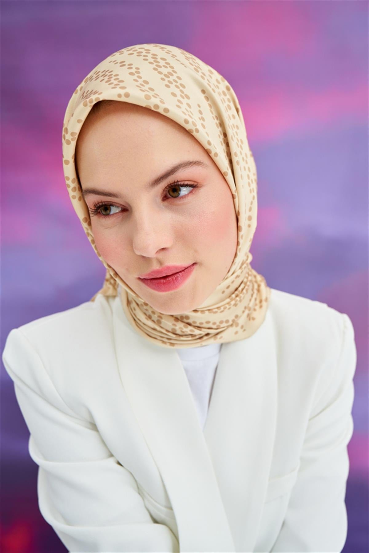 Wave Pattern Twill Square Scarf Yellow