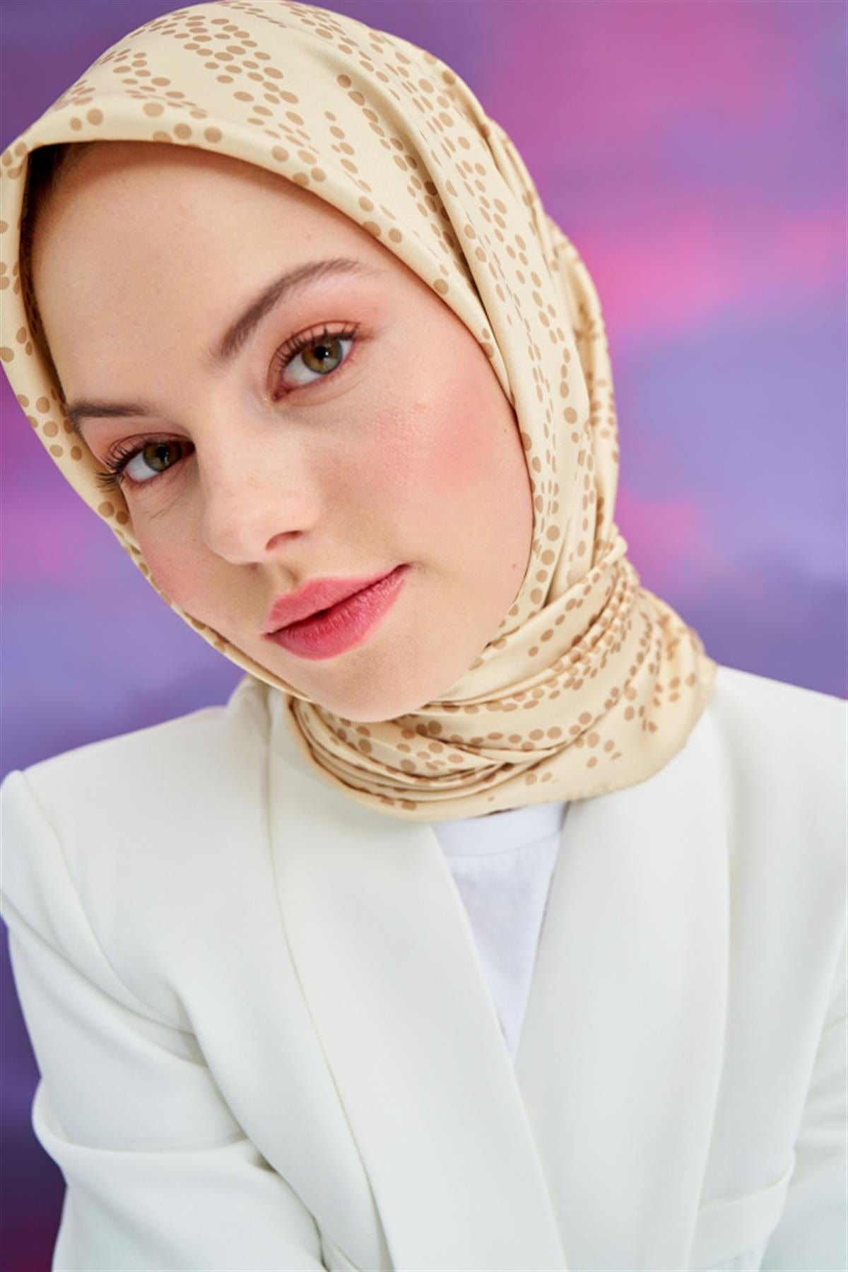 Wave Pattern Twill Square Scarf Yellow