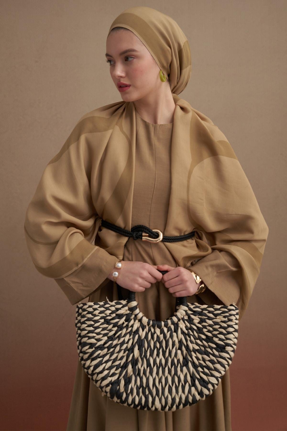 Zebra Pattern Straw Bag with Handles