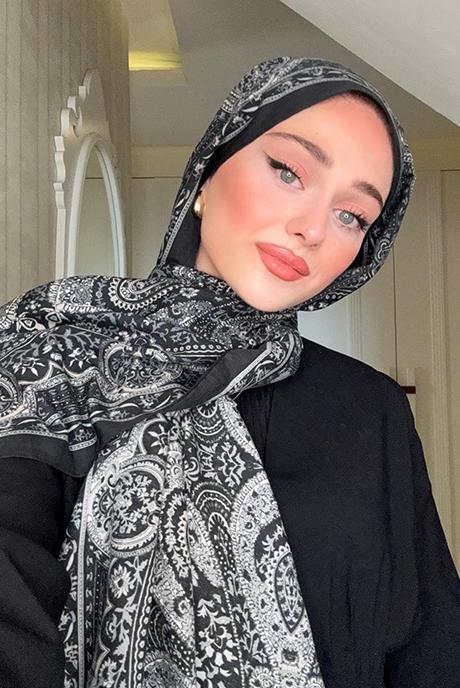 Zehra's Choice Ethnich Comfy Silk Scarf Black