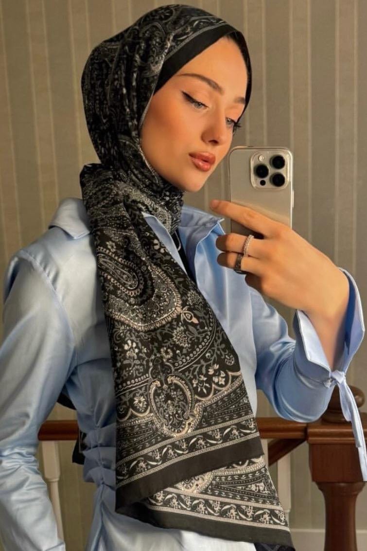 Zehra's Choice Ethnich Comfy Silk Scarf Black