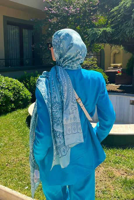 Zehra's Choice Hues Comfy Silk Scarf Blue
