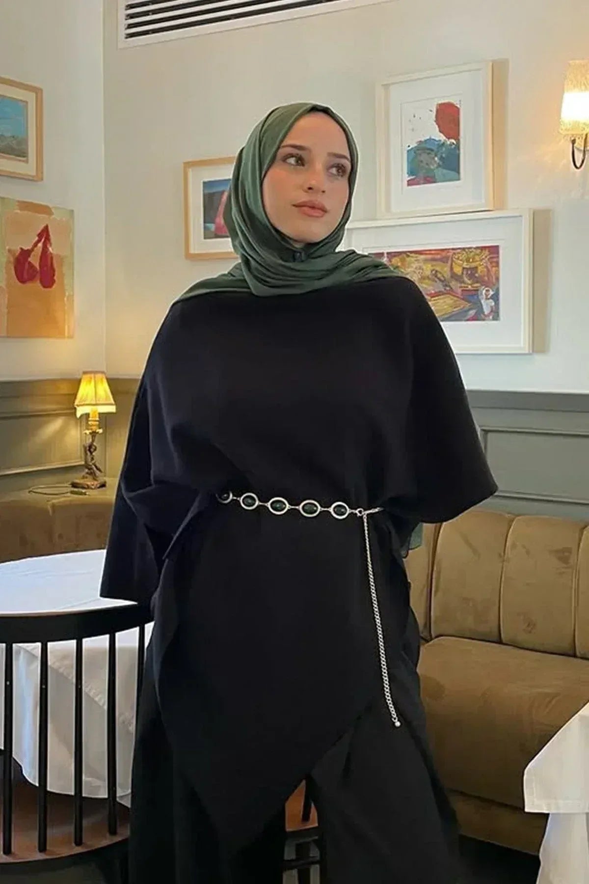 zumra-yazici-s-choice-asymmetric-knit-robe-black-4231 - Carell Hijab