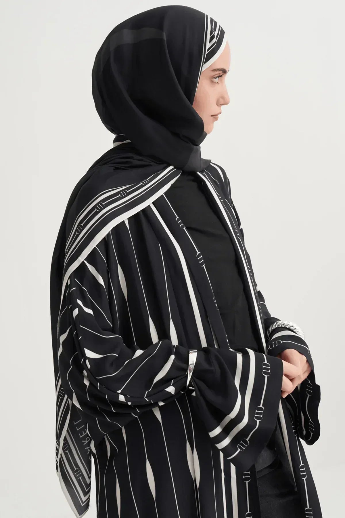zyra-monogram-viscose-scarf-black-4515 - Carell Hijab